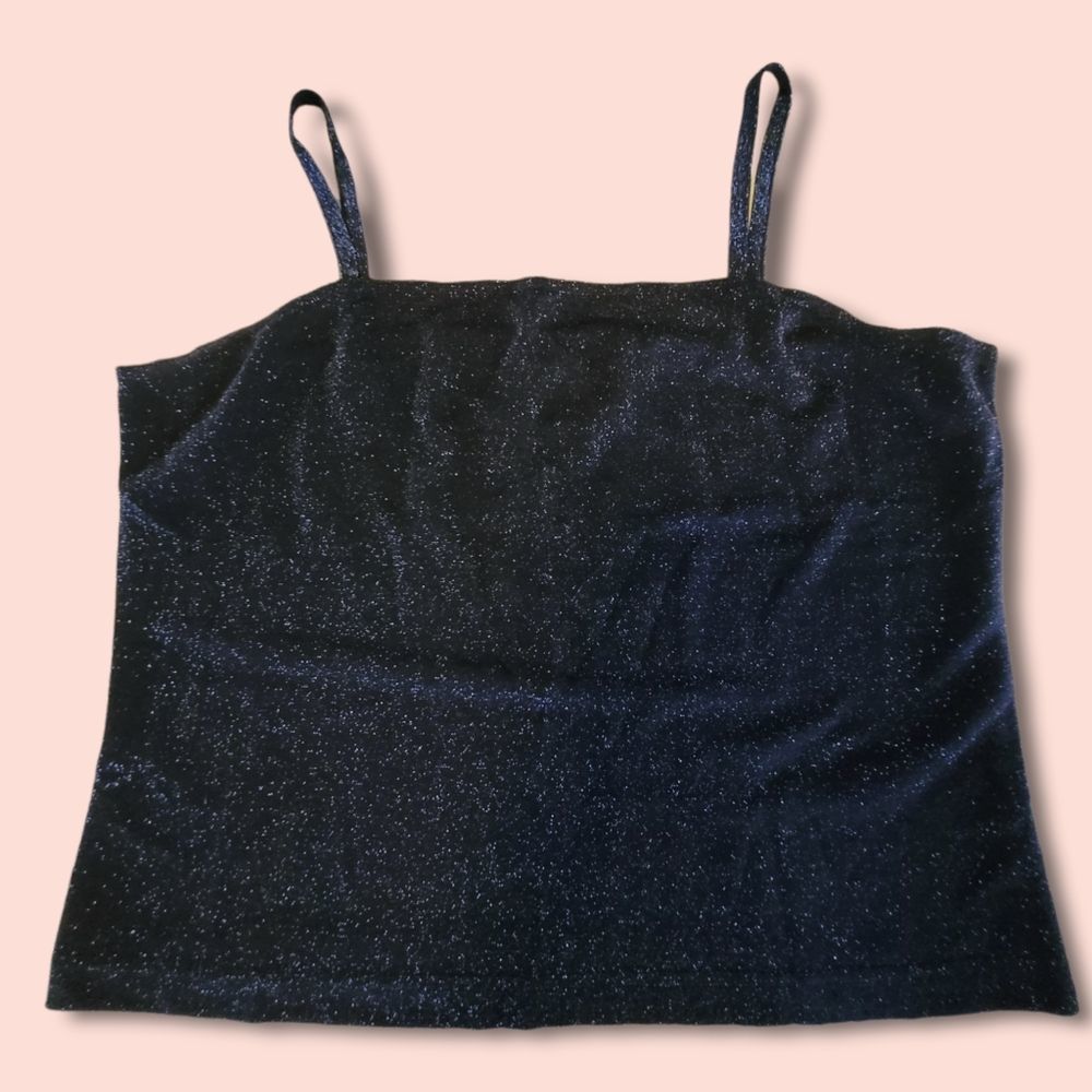 Y2k navy sparkle camisole crop top medium